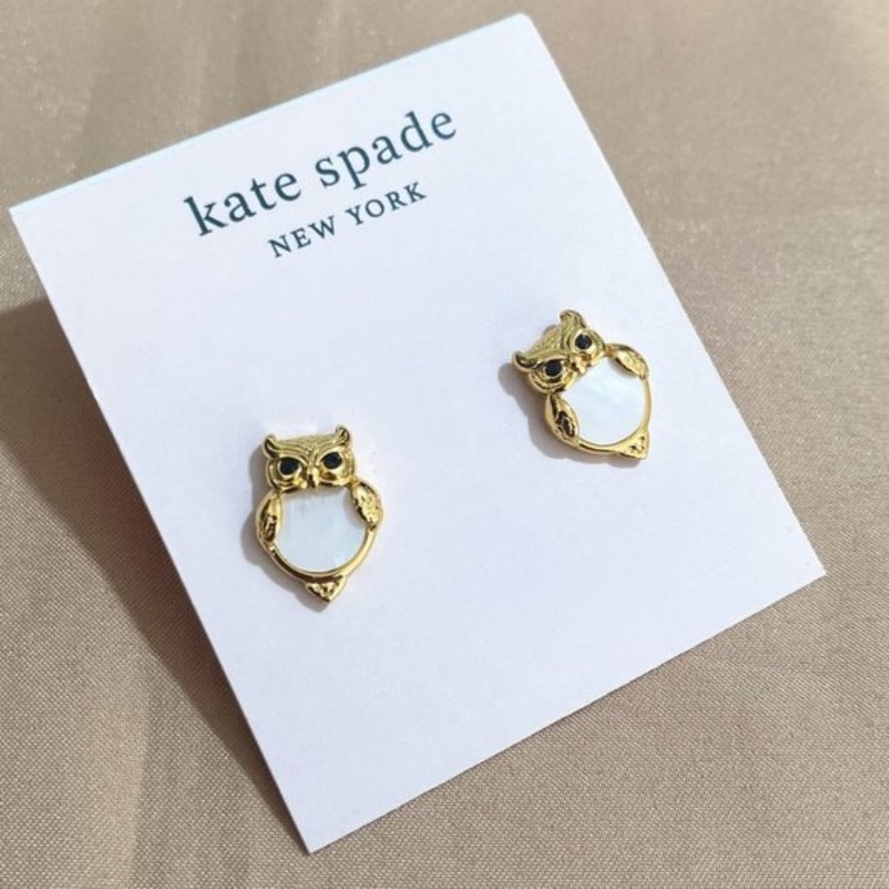 Kate Spade S925 Silver Owl Shell Earrings